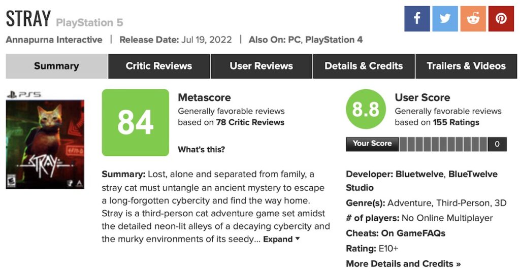 Stray-Metacritic
